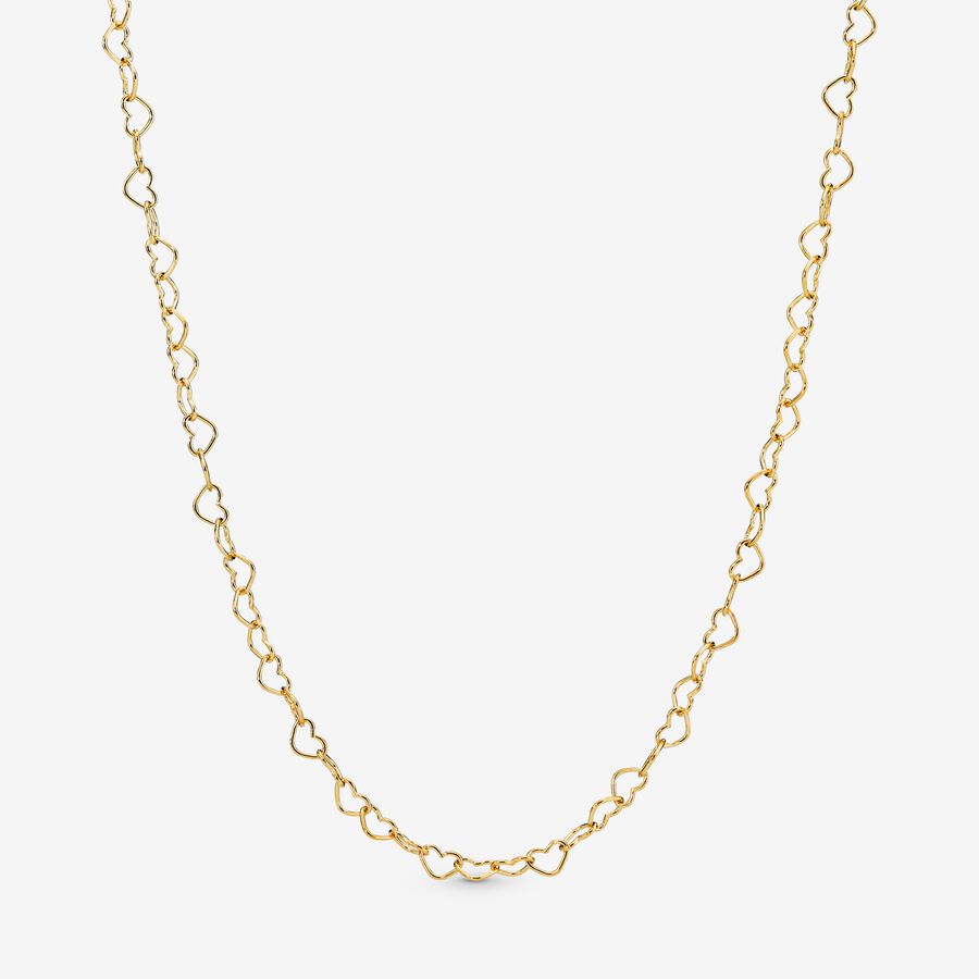 Joined hearts 14k gold-plated necklace image number 0