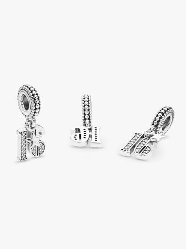 16 silver dangle with clear cubic zirconia