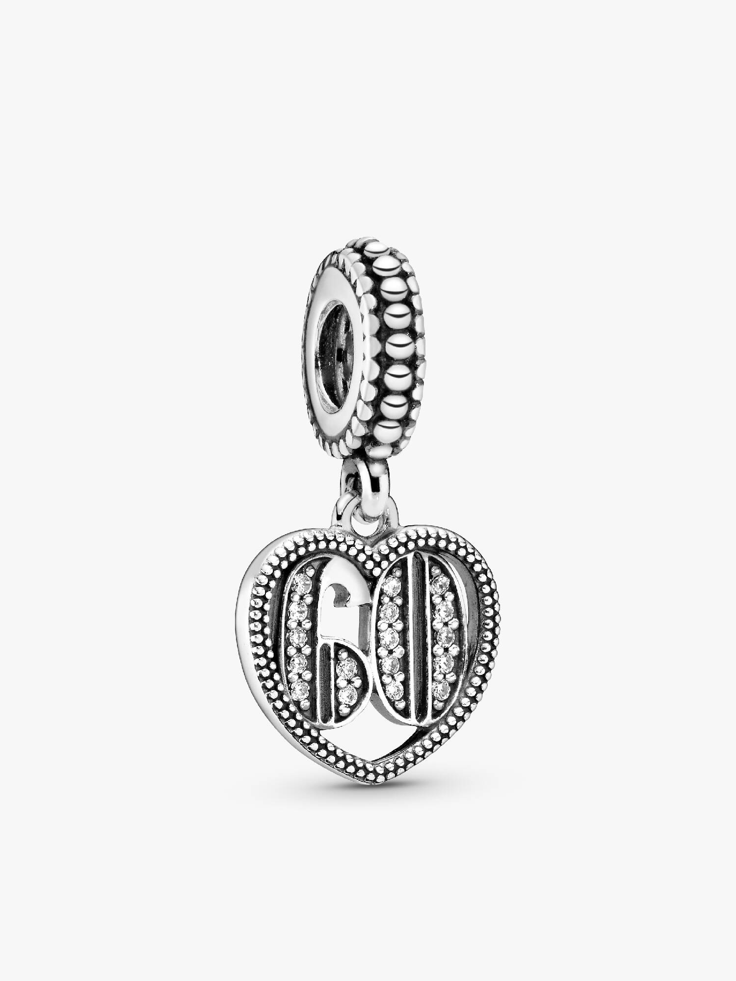 60 silver dangle with clear cubic zirconia