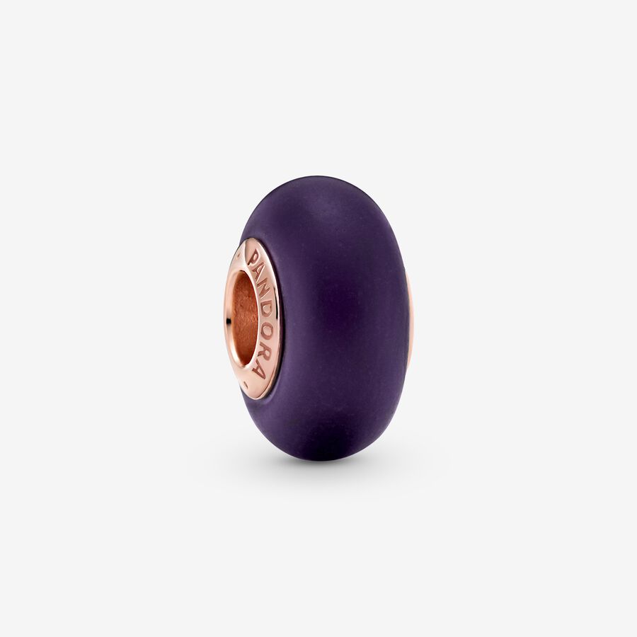 Matte Purple Murano Glass Charm image number 0