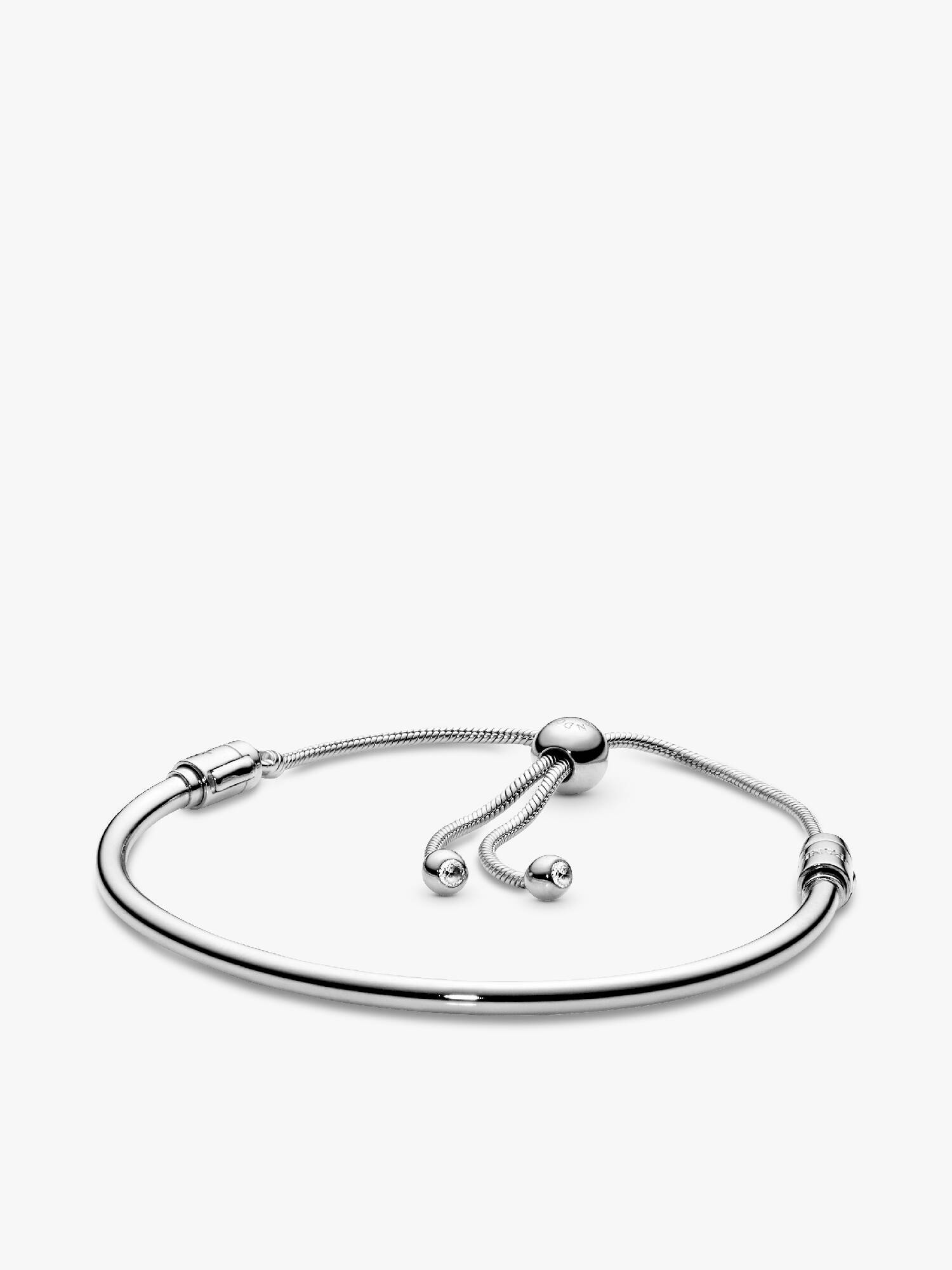 Silver bangle with clear cubic zirconia and sliding clasp