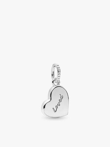 Asymmetrical heart silver dangle with shaded red and pink enamel