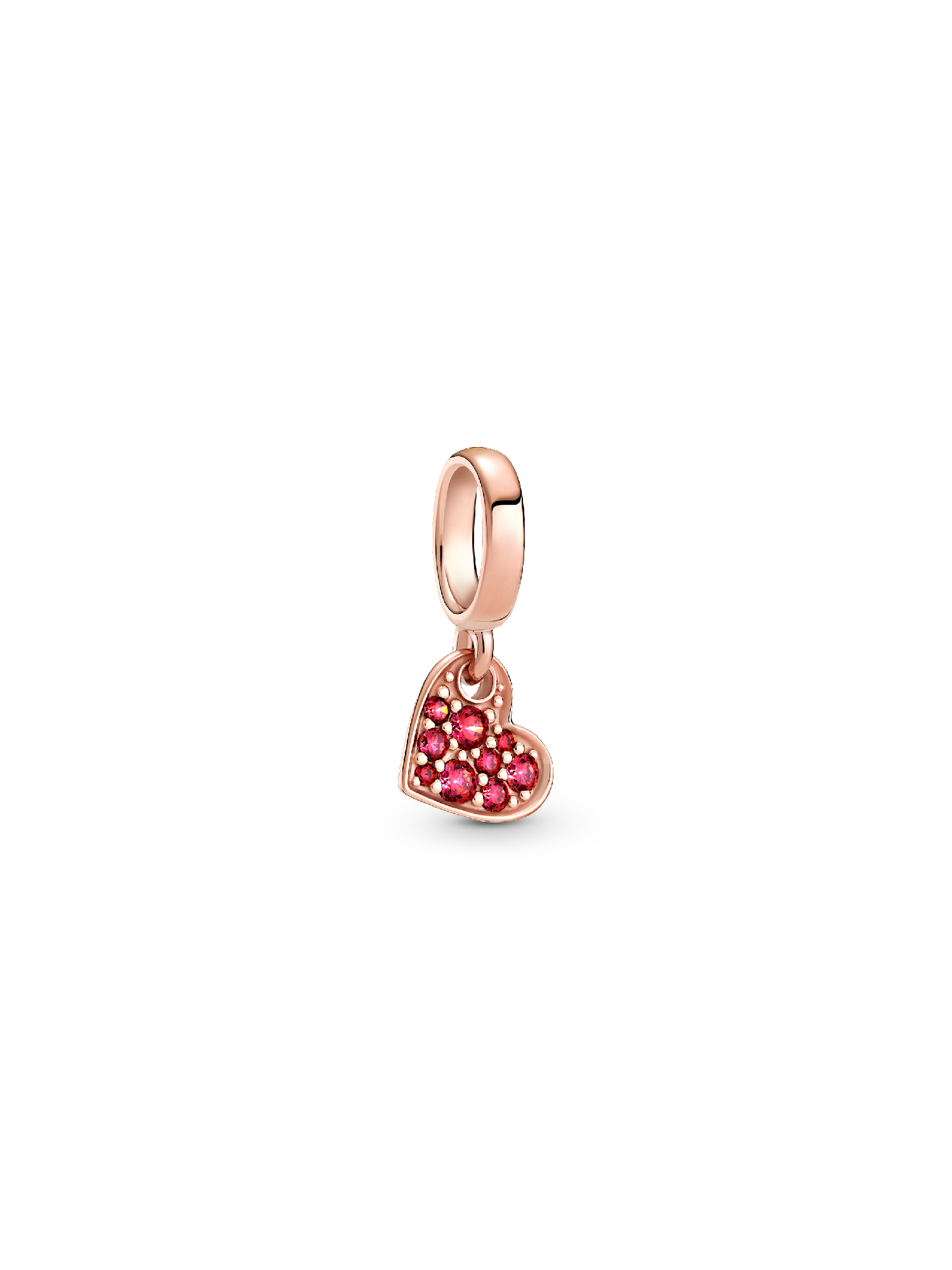 Red Pavé Tilted Heart Dangle Charm