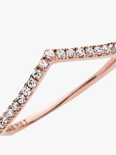 Wishbone 14k rose gold-plated ring with clear cubic zirconia
