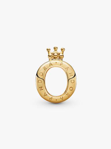 14k Gold-plated crown O charm