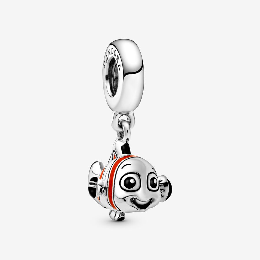 Disney Nemo sterling silver dangle with orange,  black and white enamel image number 0