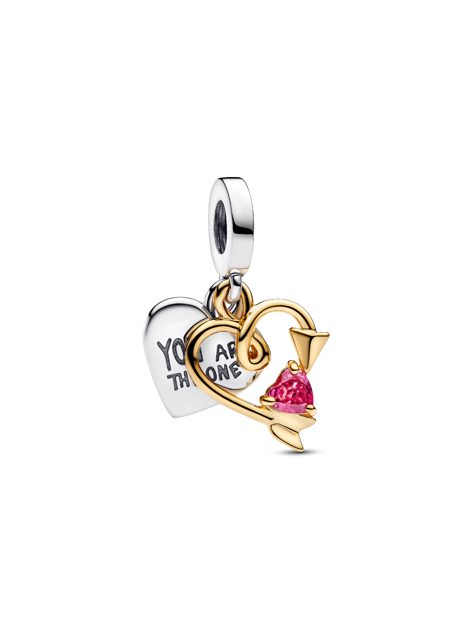 Engravable Heart & Arrow Double Dangle Charm | Two-tone | Pandora ZA