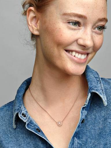14k Rose gold-plated collier with clear cubic zirconia