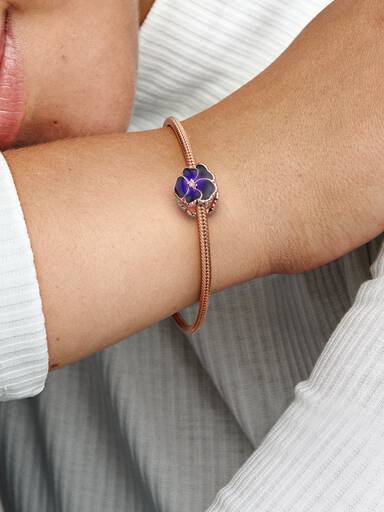 Deep Purple Pansy Flower Charm