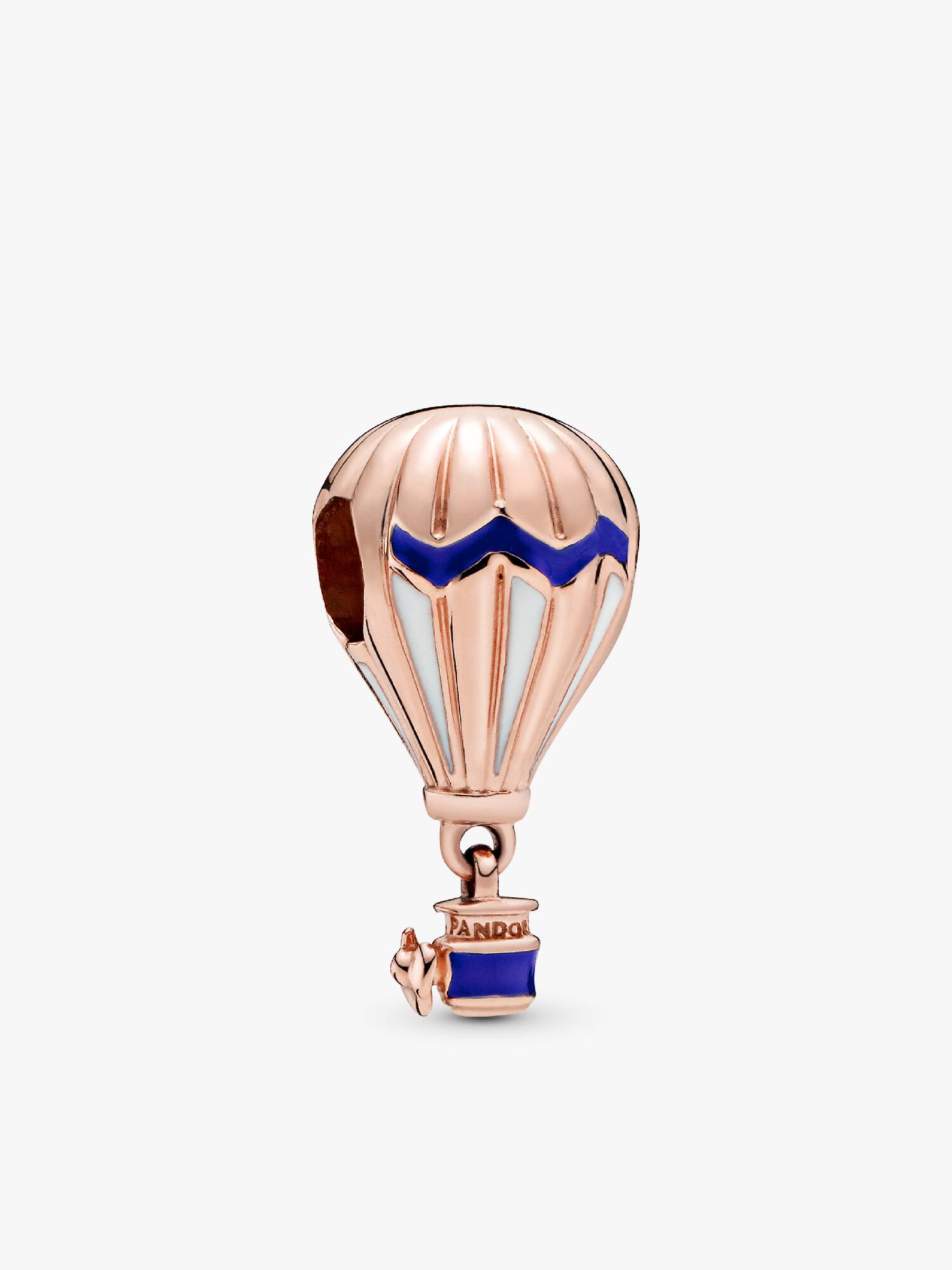 Air balloon Pandora Rose charm with blue and white enamel