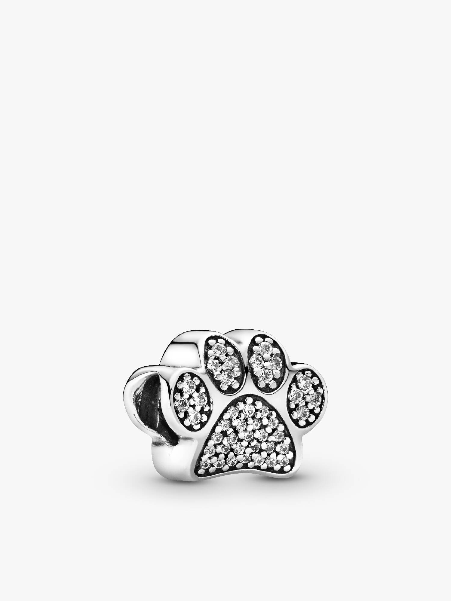 Paw silver charm with cubic zirconia