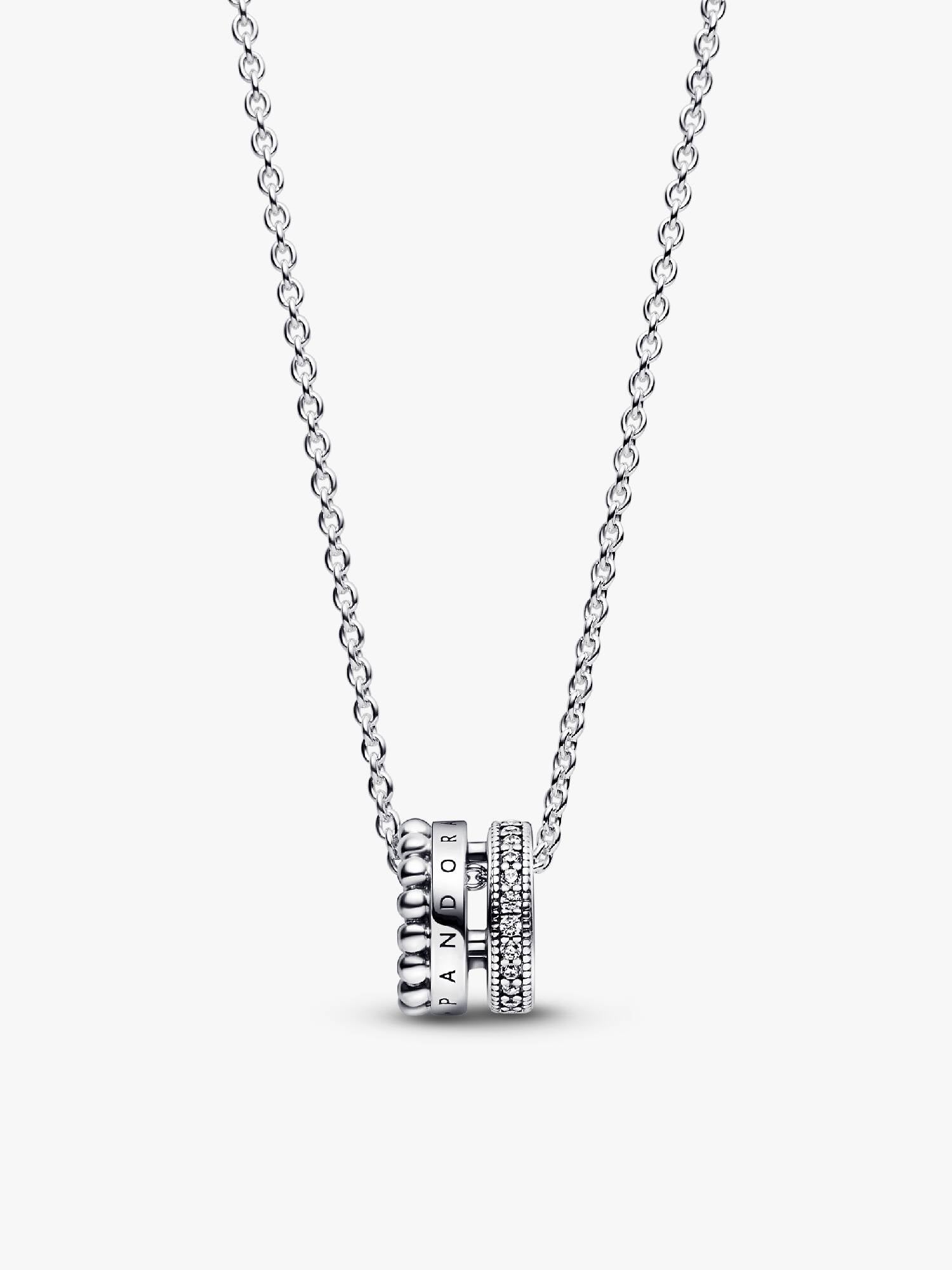 Pandora Signature Logo Pavé & Beads Pendant & Necklace
