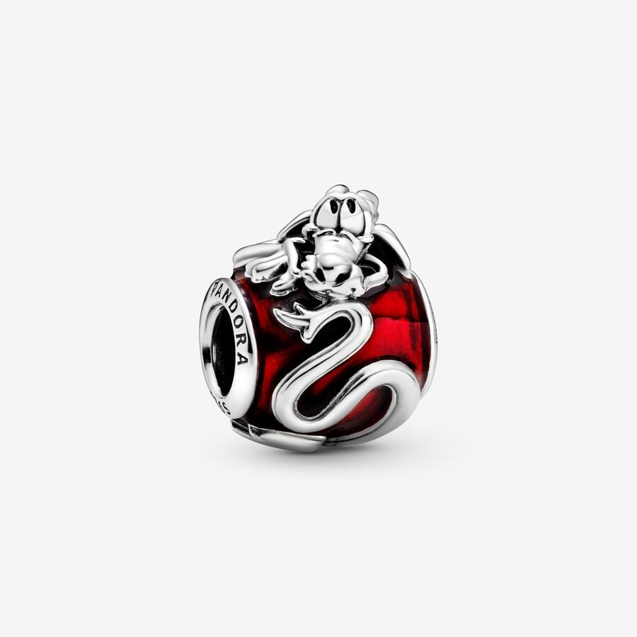 Disney Mulan dragon sterling silver charm with transparent red enamel image number 0