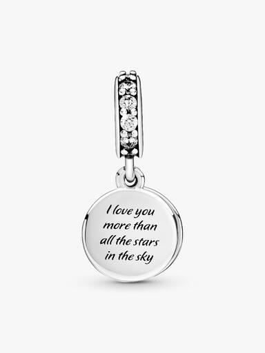 Blue Night Sky Crescent Moon & Stars Dangle Charm