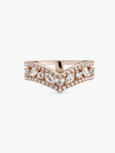 Sparkling Marquise Double Wishbone Ring