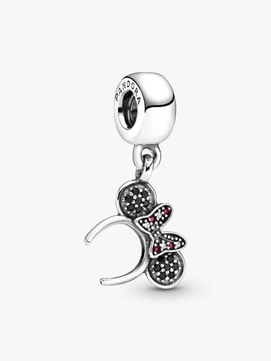 Disney Minnie headband silver dangle with black crystal, red and clear cubic zirconia