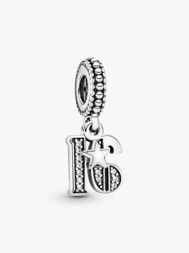 16 silver dangle with clear cubic zirconia