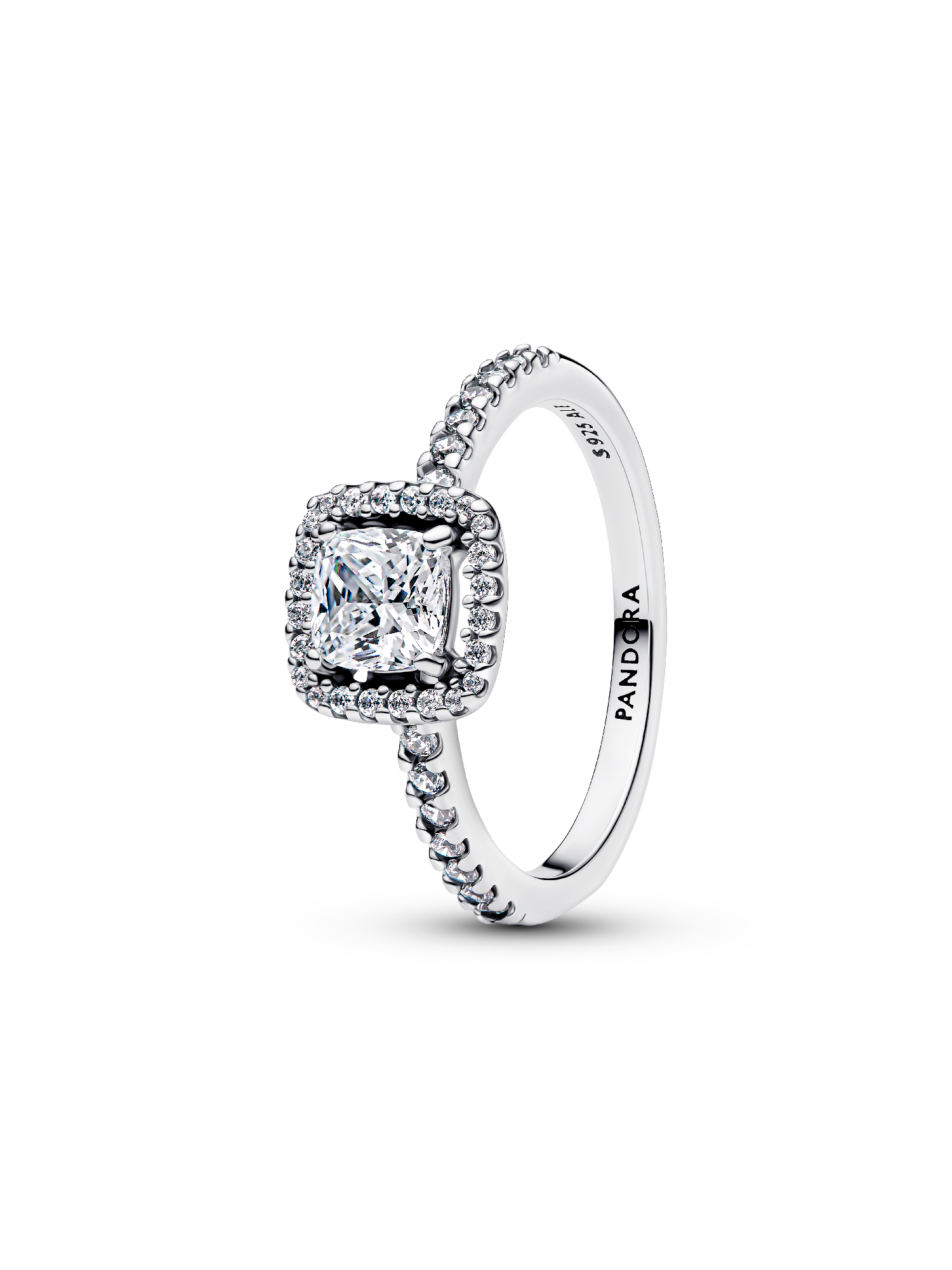 Sparkling Square Halo Ring