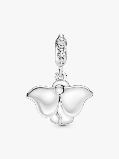 Disney Dumbo silver dangle with clear cubic zirconia and blue enamel