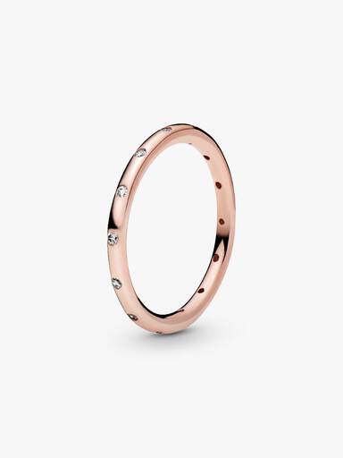 14k Rose gold-plated ring with clear cubic zirconia