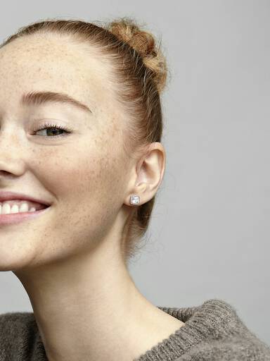 Square Sparkle Halo Stud Earrings