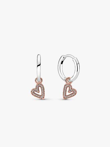 Sparkling Freehand Heart Hoop Earrings
