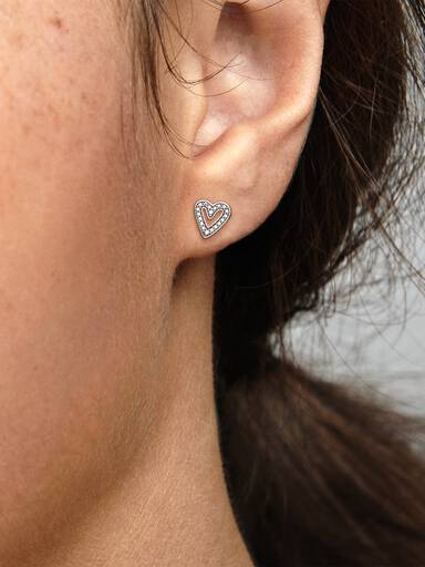 Sparkling Freehand Heart Stud Earrings