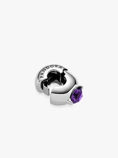 Purple Round Solitaire Clip Charm