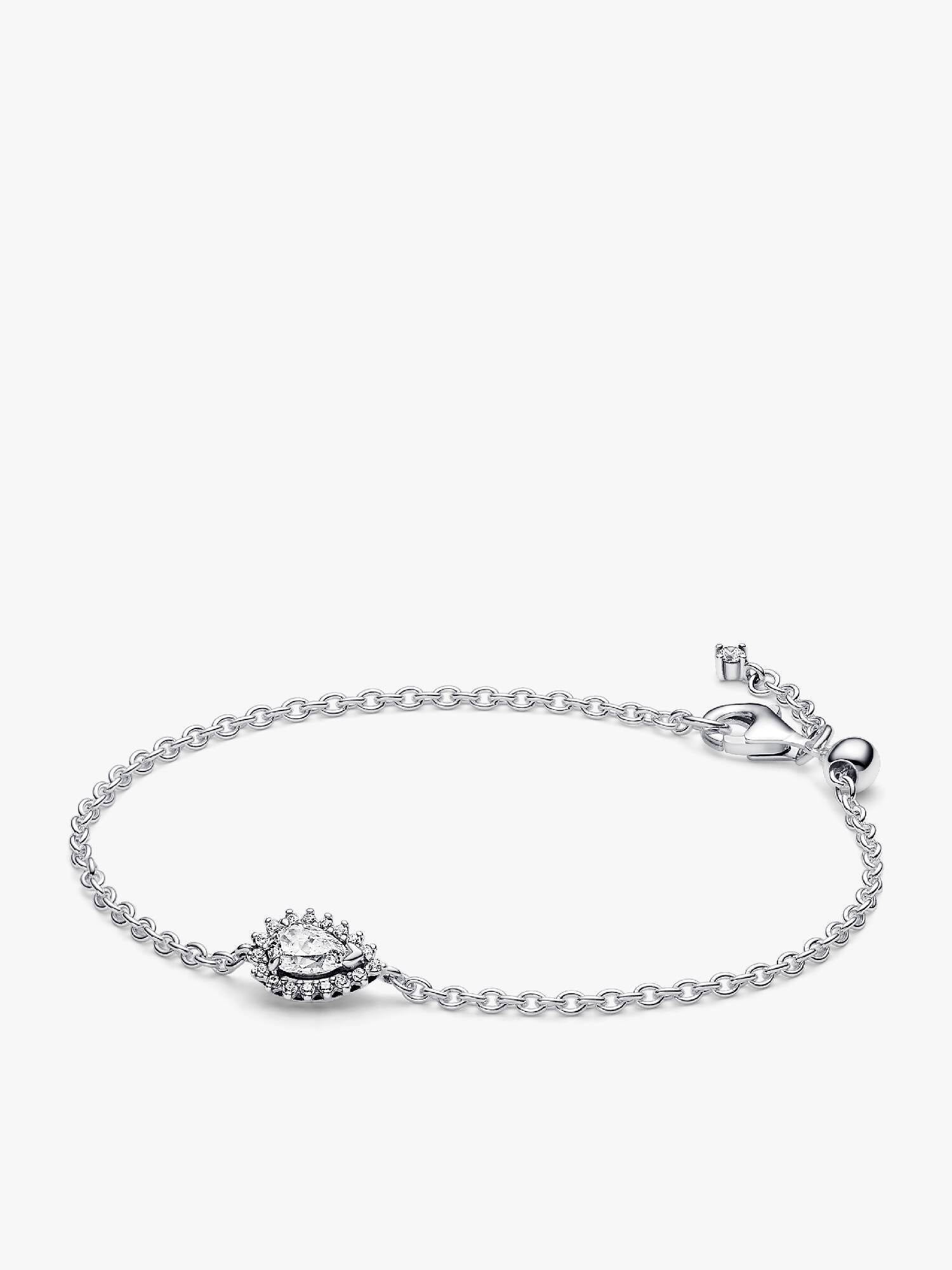 Sparkling Pear Halo Chain Bracelet