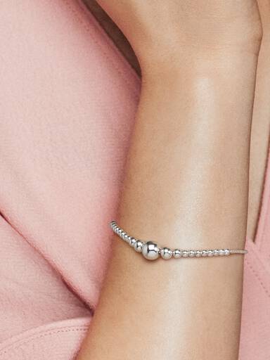 Beaded silver bracelet