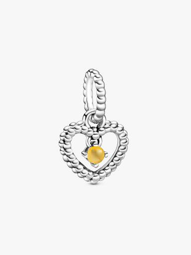 Honey Beaded Heart Dangle Charm
