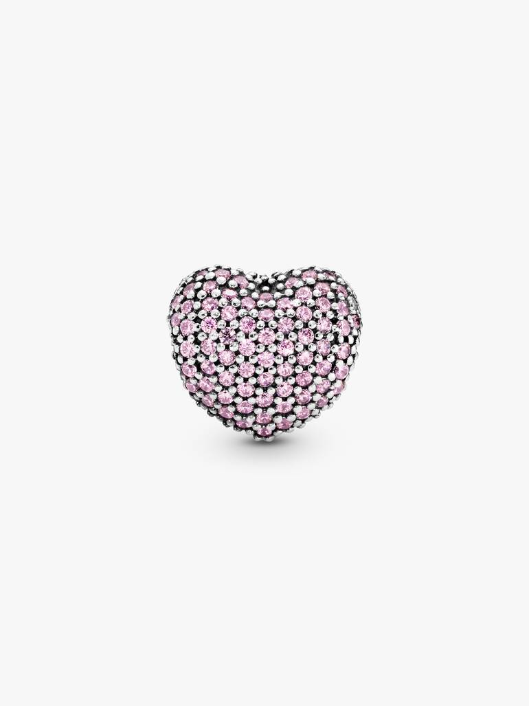 Pink Pavé Heart Clip Charm
