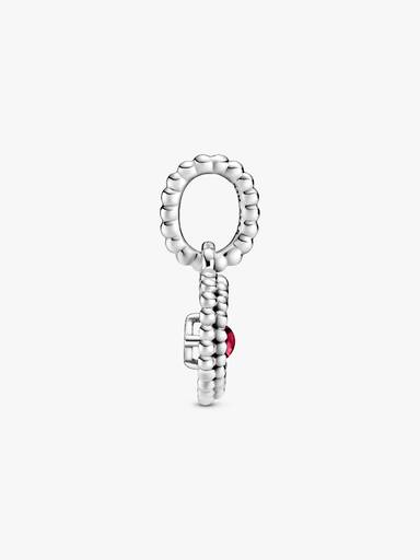 Dark Red Beaded Heart Dangle Charm