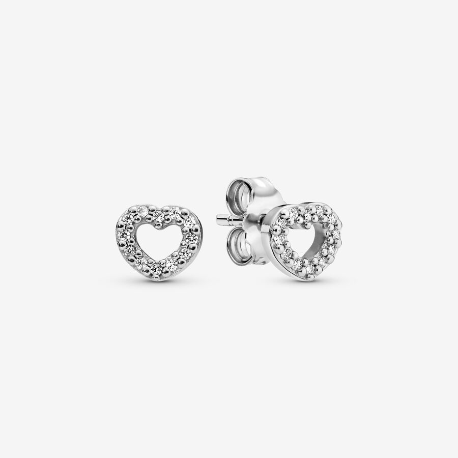Silver stud earring with cubic zirconia image number 0
