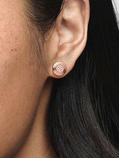 PANDORA Rose stud earrings with clear cubic zirconia
