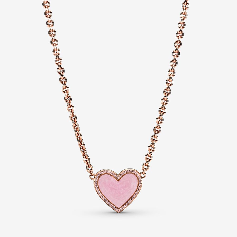 Pink Swirl Heart Collier Necklace image number 0