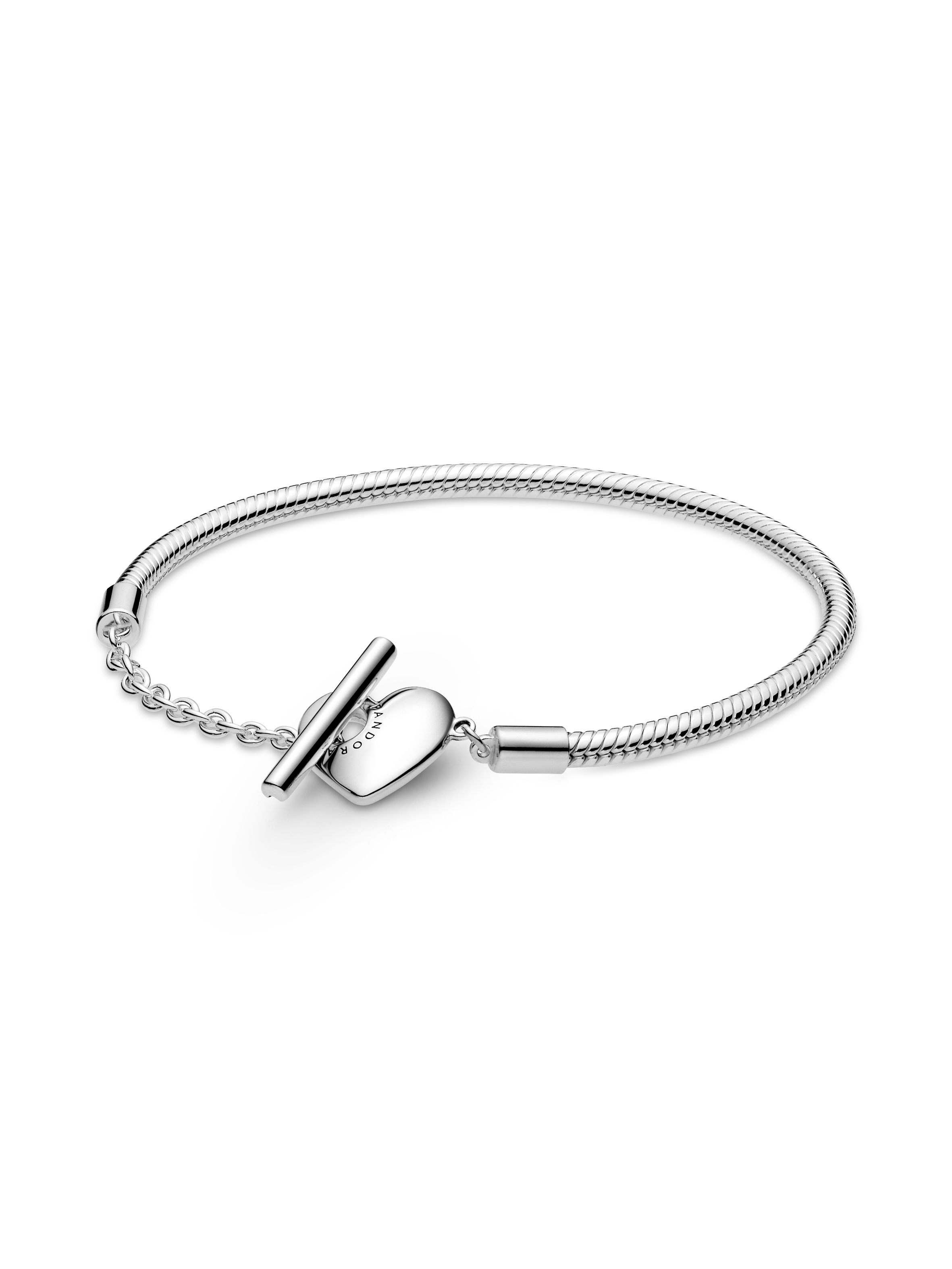 Heart T-Bar Snake Chain Bracelet | Sterling silver | Pandora ZA