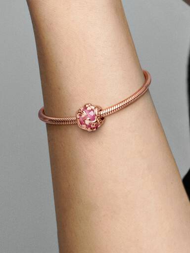 Pink Decorative Leaves Charm