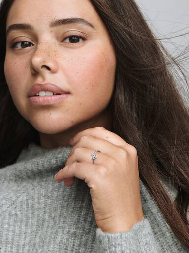 Square Sparkle Wishbone Ring