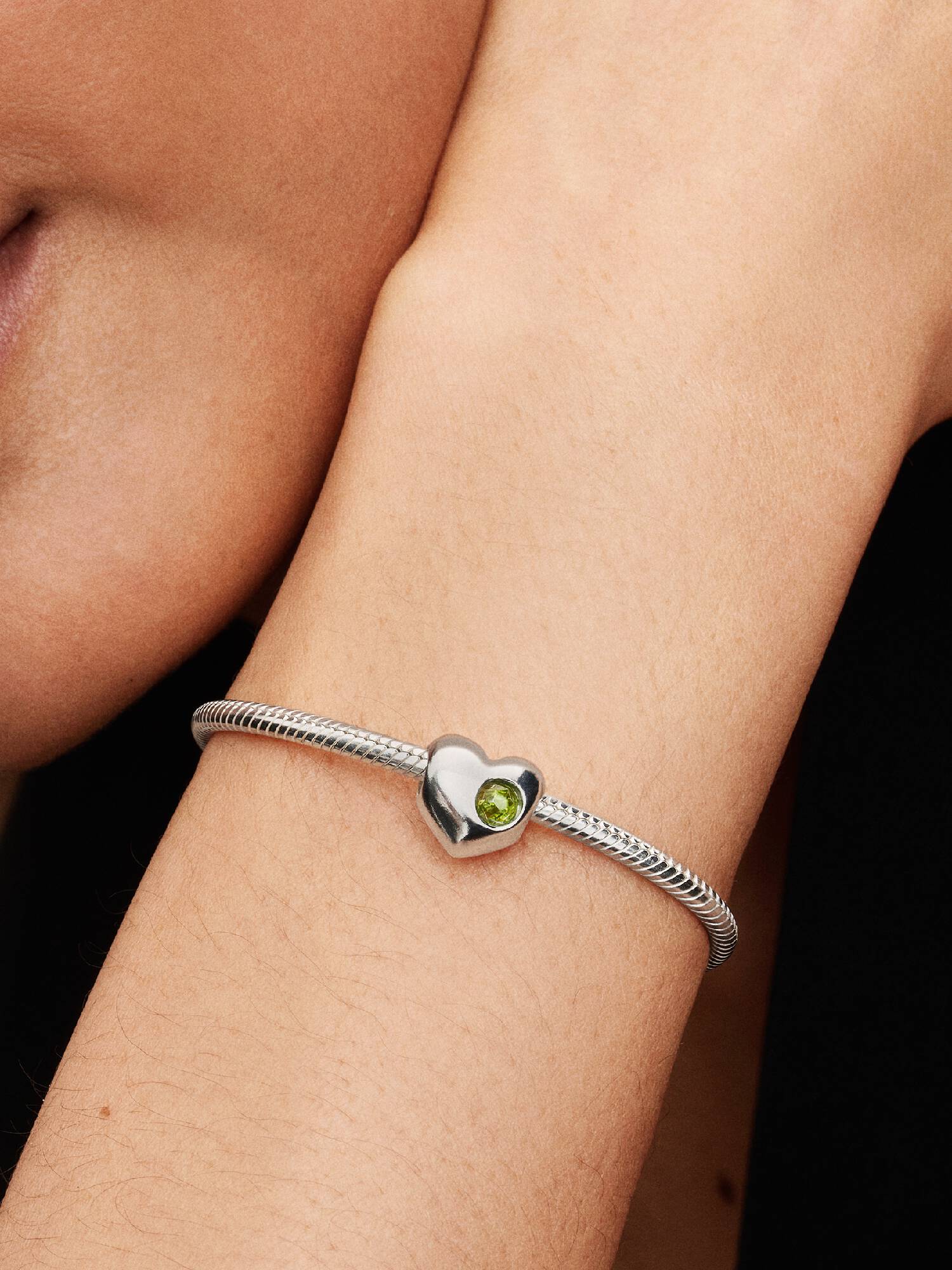 Engravable Spring Green Stone Heart Charm