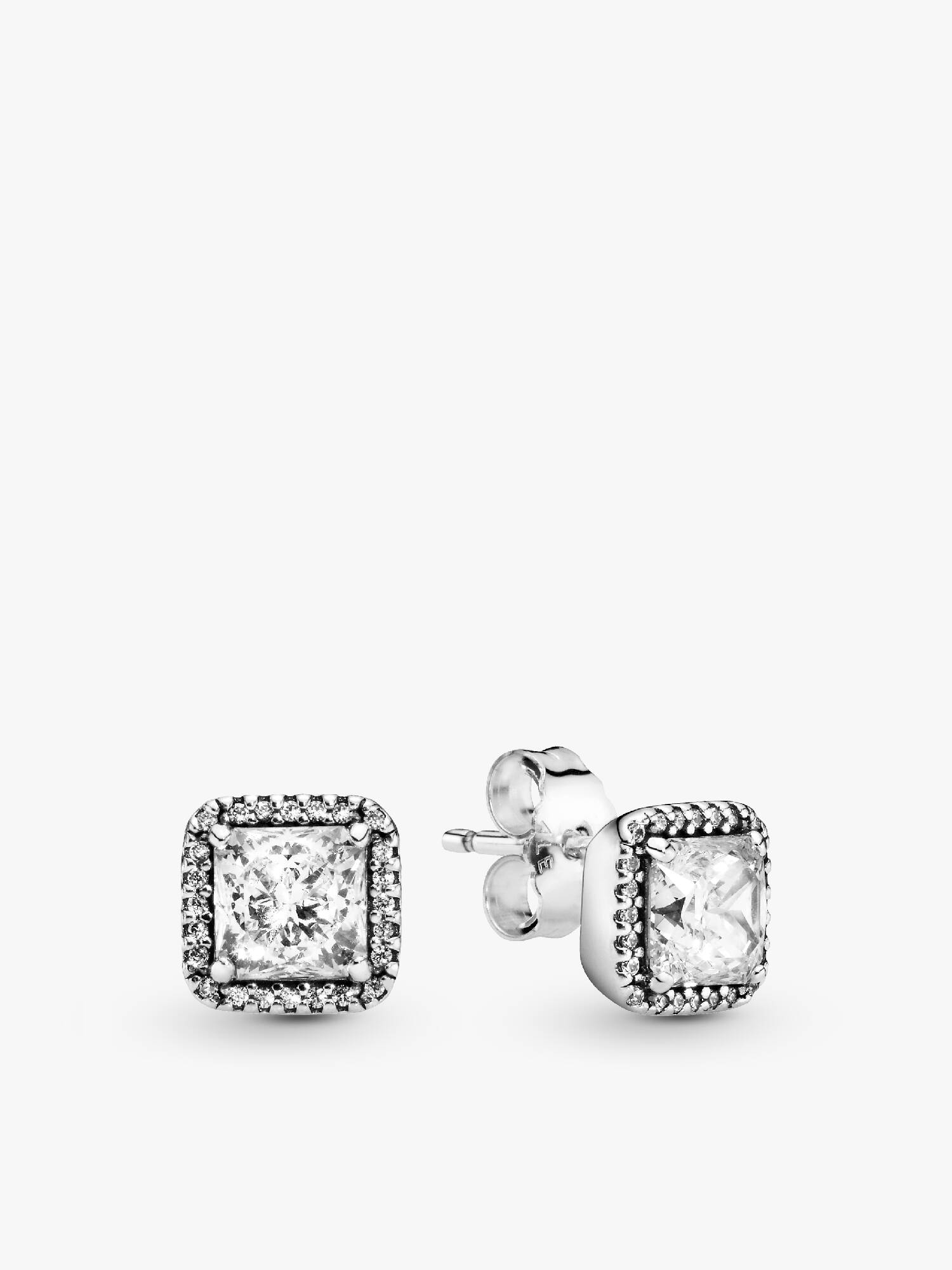 Square Sparkle Halo Stud Earrings