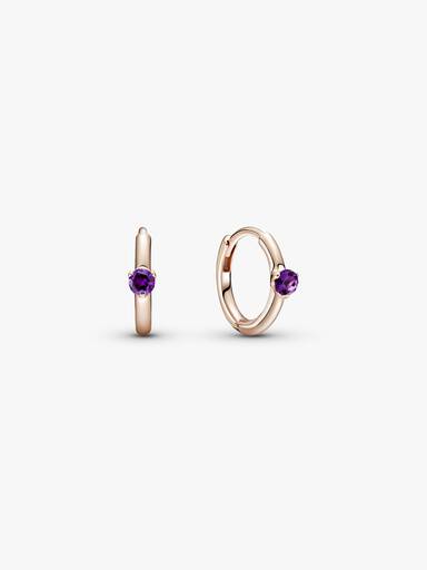 Purple Solitaire Huggie Hoop Earrings