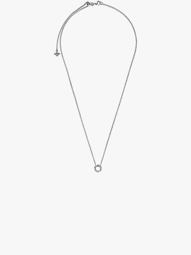 Hexagon sterling silver collier with clear cubic zirconia