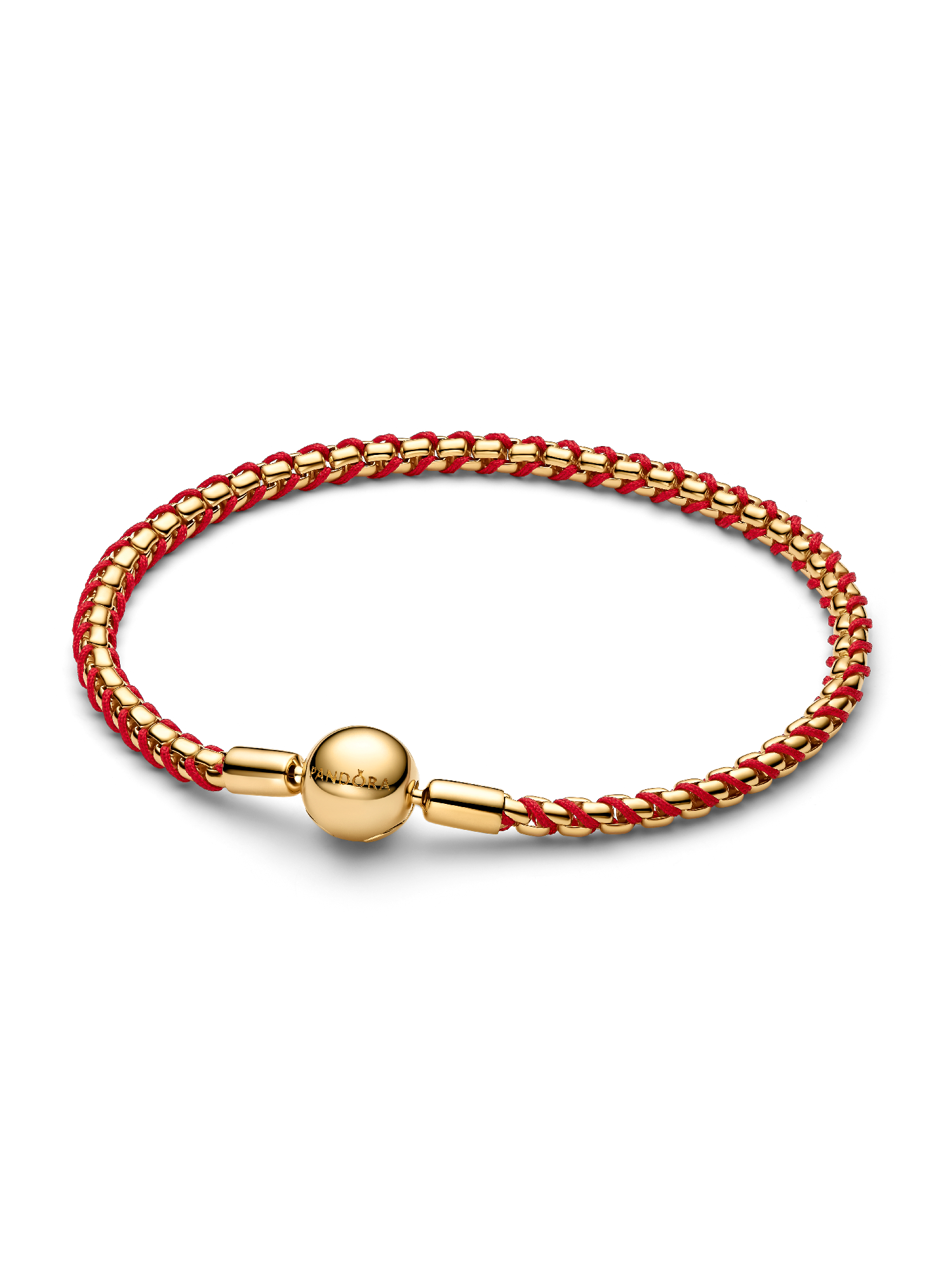 Red Cord Box Chain Bracelet | Gold plated | Pandora ZA