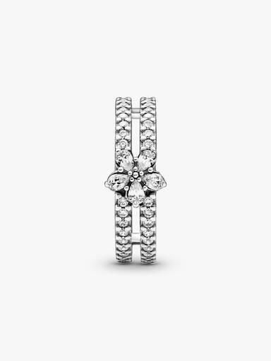 Sparkling Snowflake Double Ring