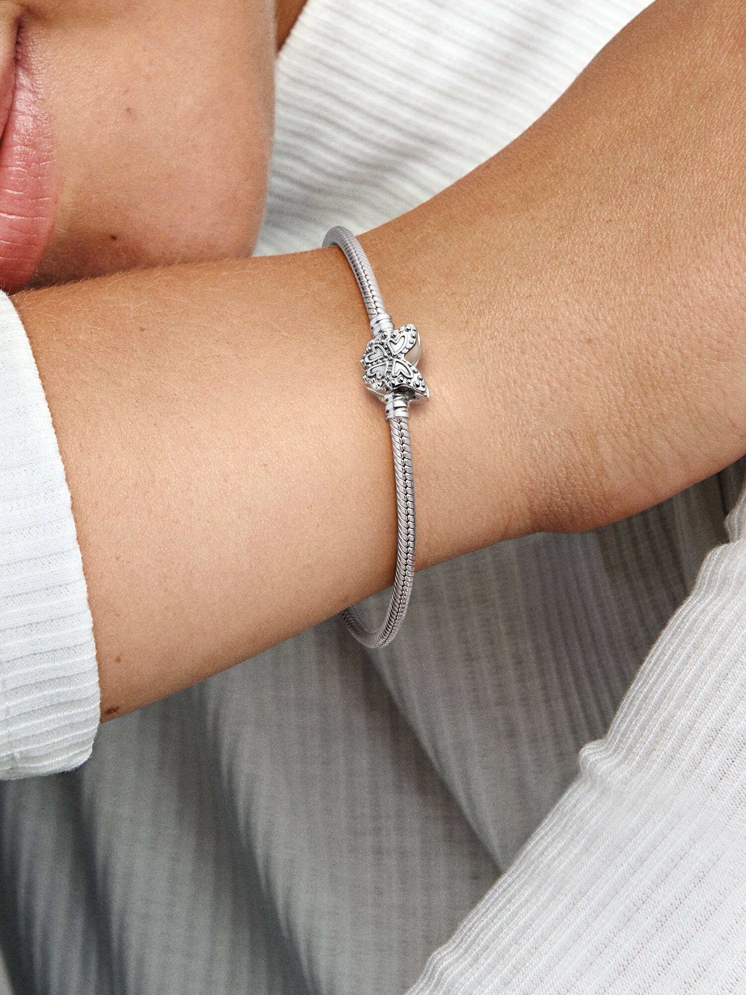 Butterfly Clasp Snake Chain Bracelet