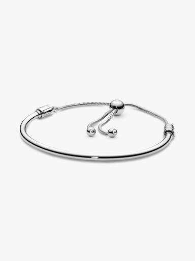 Silver bangle with clear cubic zirconia and sliding clasp