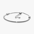 Silver bangle with clear cubic zirconia and sliding clasp Silver bangle with clear cubic zirconia and sliding clasp