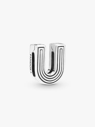 Pandora Reflexions letter U silver clip charm