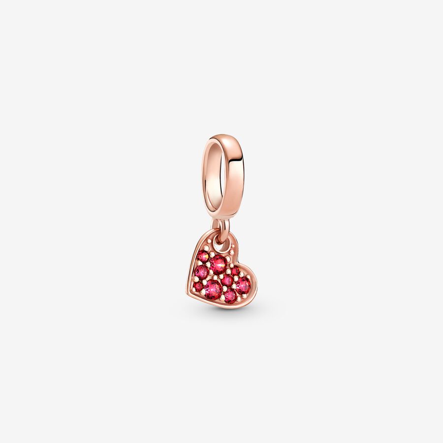 Red Pavé Tilted Heart Dangle Charm image number 0
